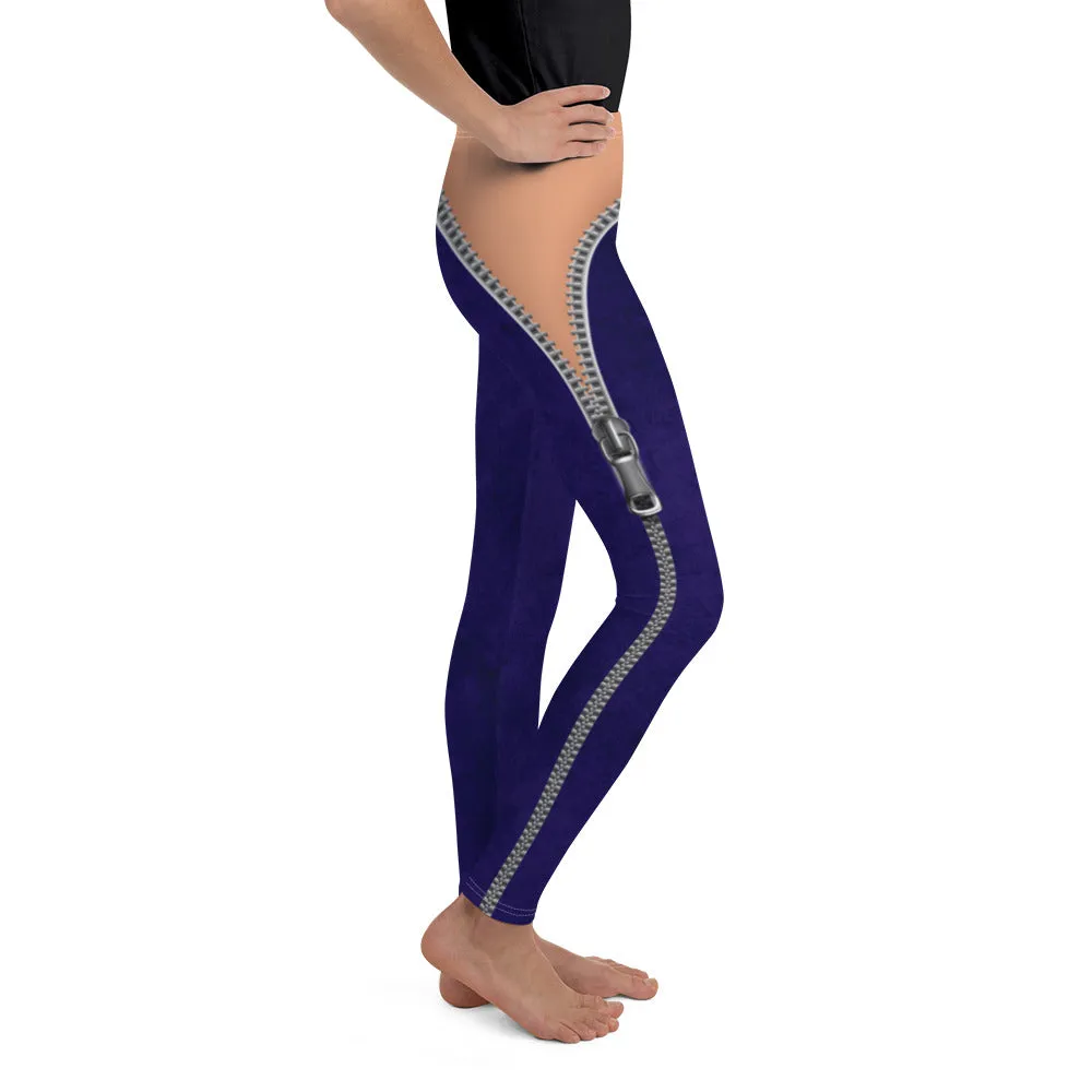 Open Zipper Youth Leggings