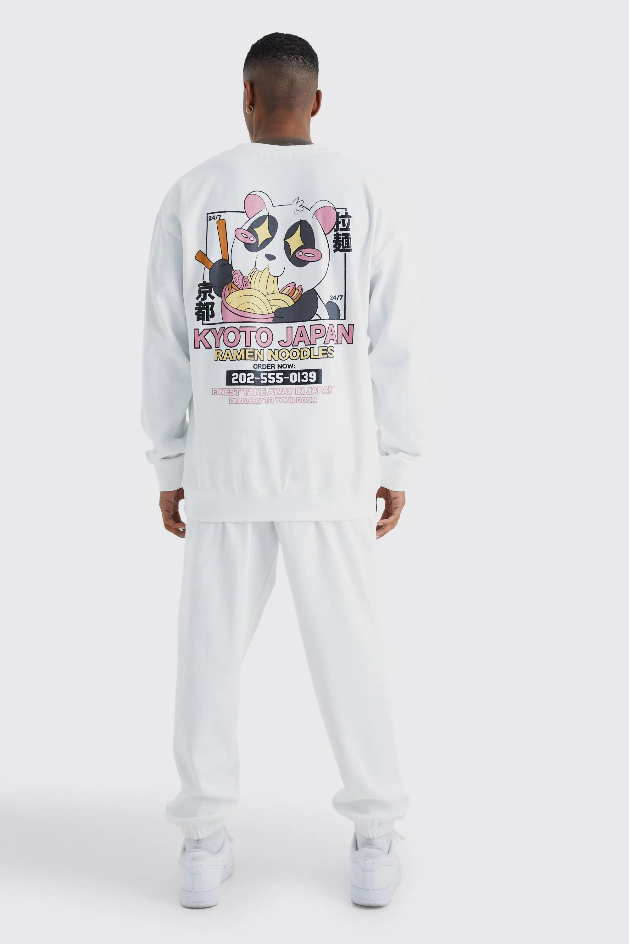 Oversized Kyoto Panda Ramen Sweat Tracksuit | boohooMAN UK