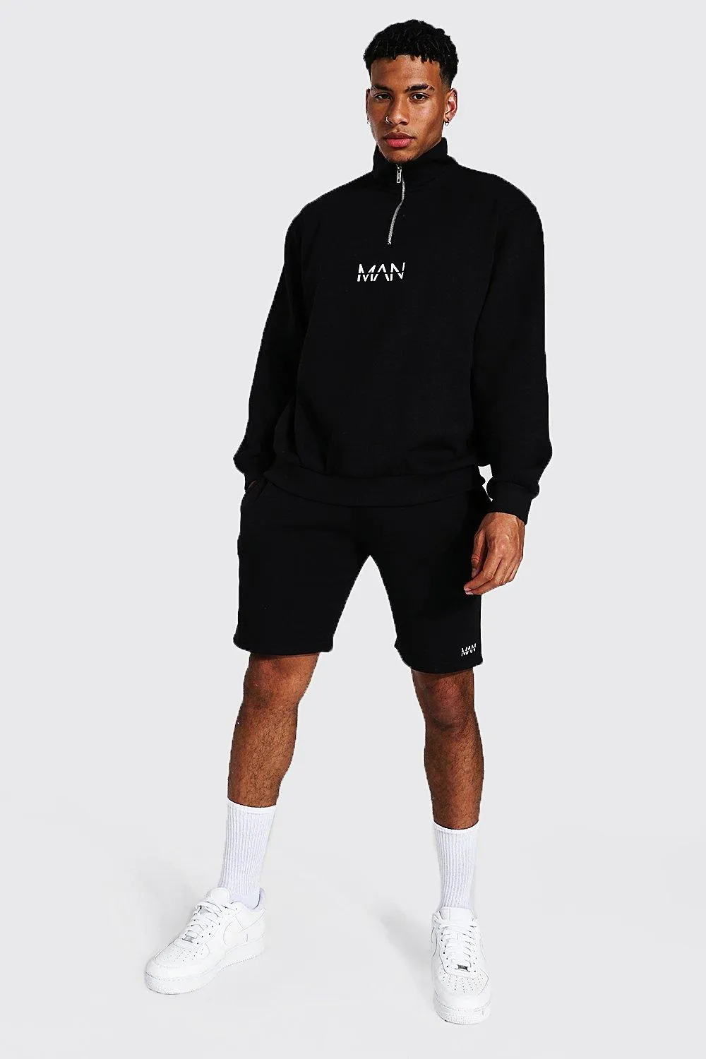 Oversized Original Man Zip Short Tracksuit | boohooMAN UK