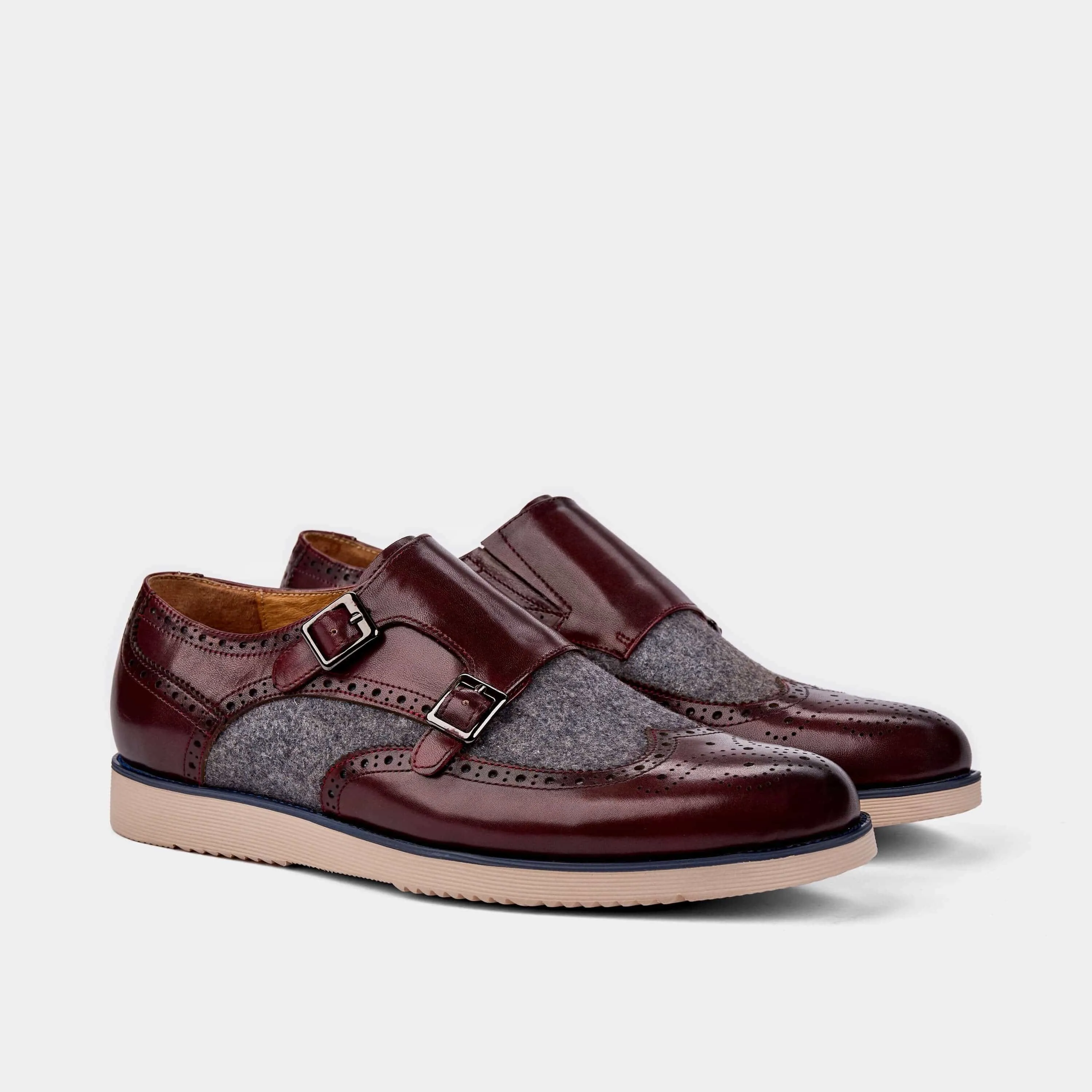 Palmer Burgundy Leather Monk Strap Sneakers