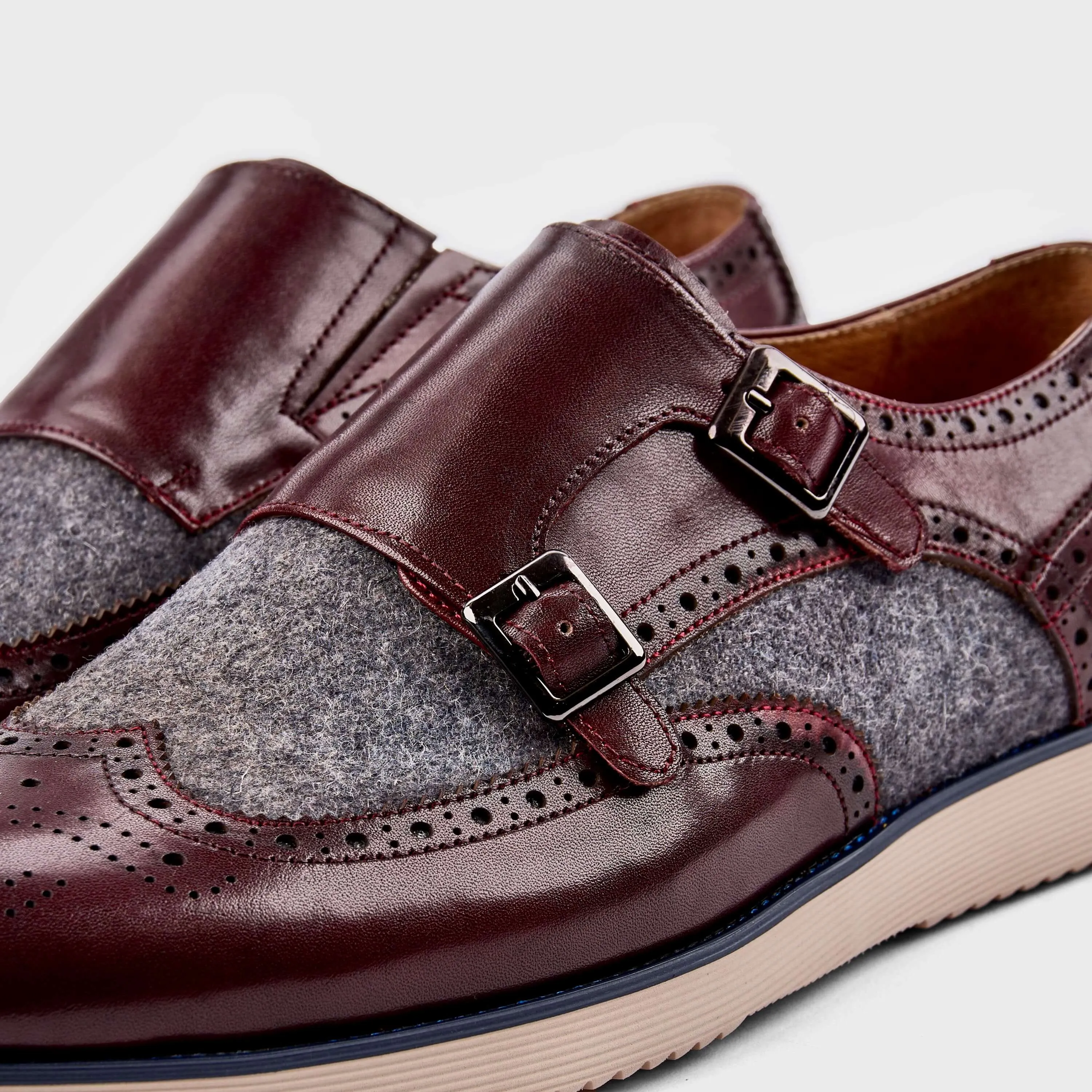 Palmer Burgundy Leather Monk Strap Sneakers