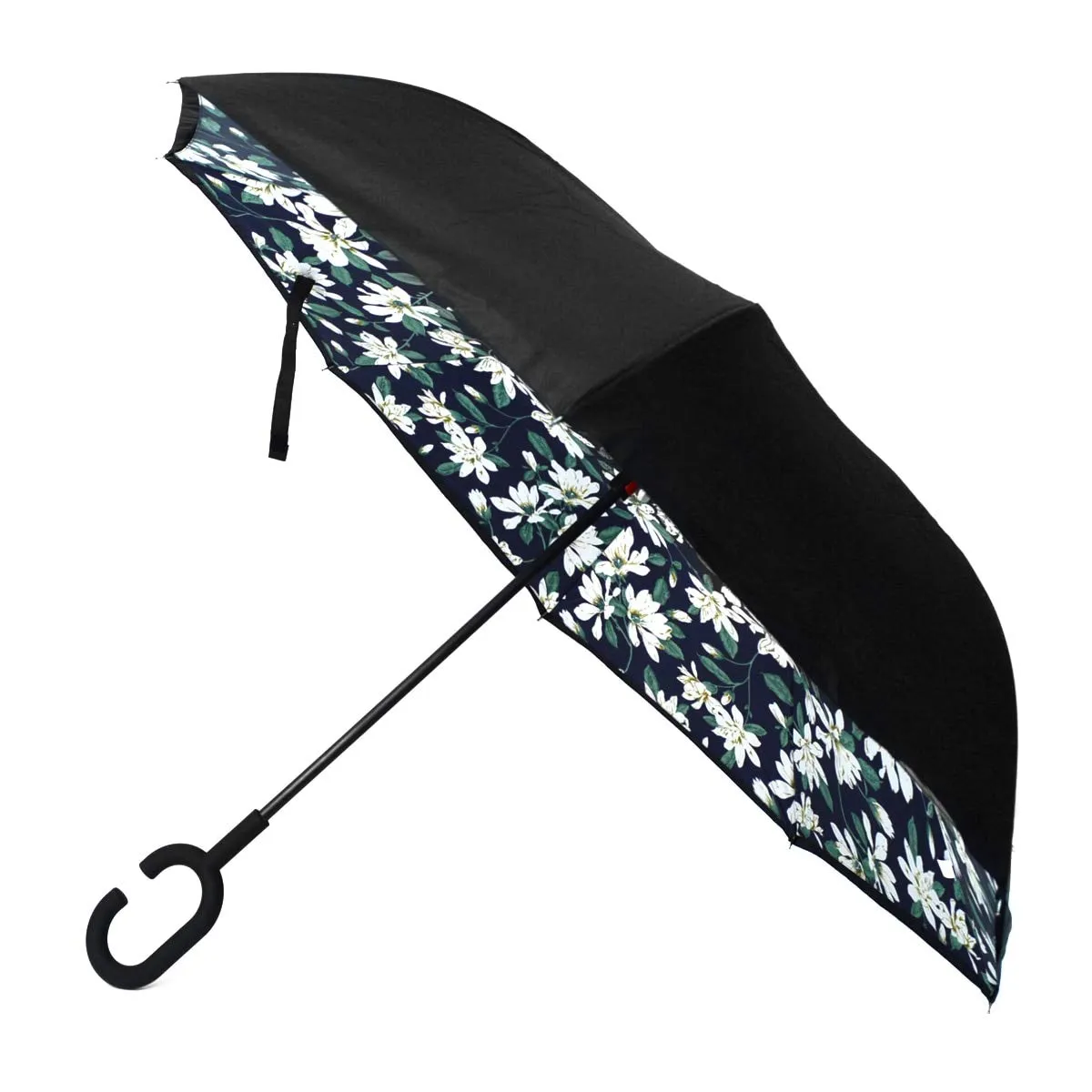 Parquet Double Layer Inverted Umbrellas C-Shaped Handle Reverse Folding Windproof Umbrella