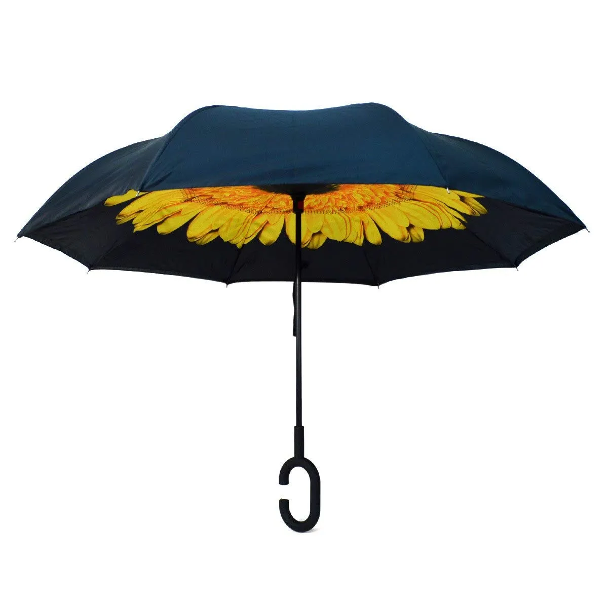 Parquet Double Layer Inverted Umbrellas C-Shaped Handle Reverse Folding Windproof Umbrella