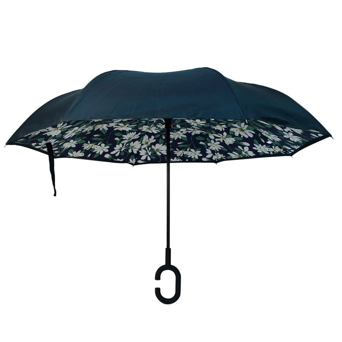 Parquet Double Layer Inverted Umbrellas C-Shaped Handle Reverse Folding Windproof Umbrella