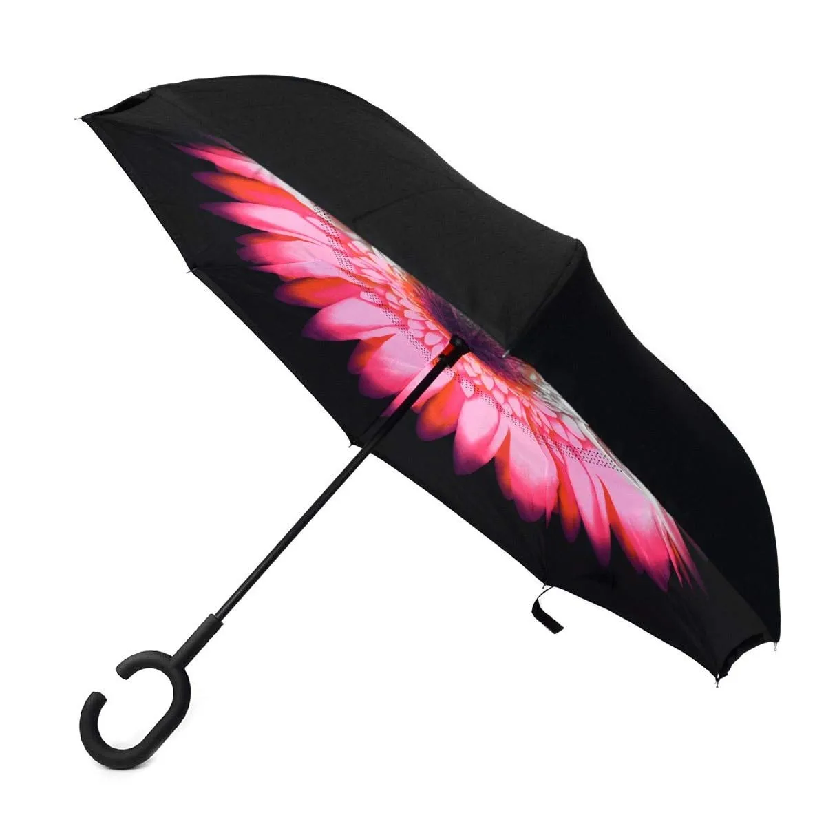 Parquet Double Layer Inverted Umbrellas C-Shaped Handle Reverse Folding Windproof Umbrella