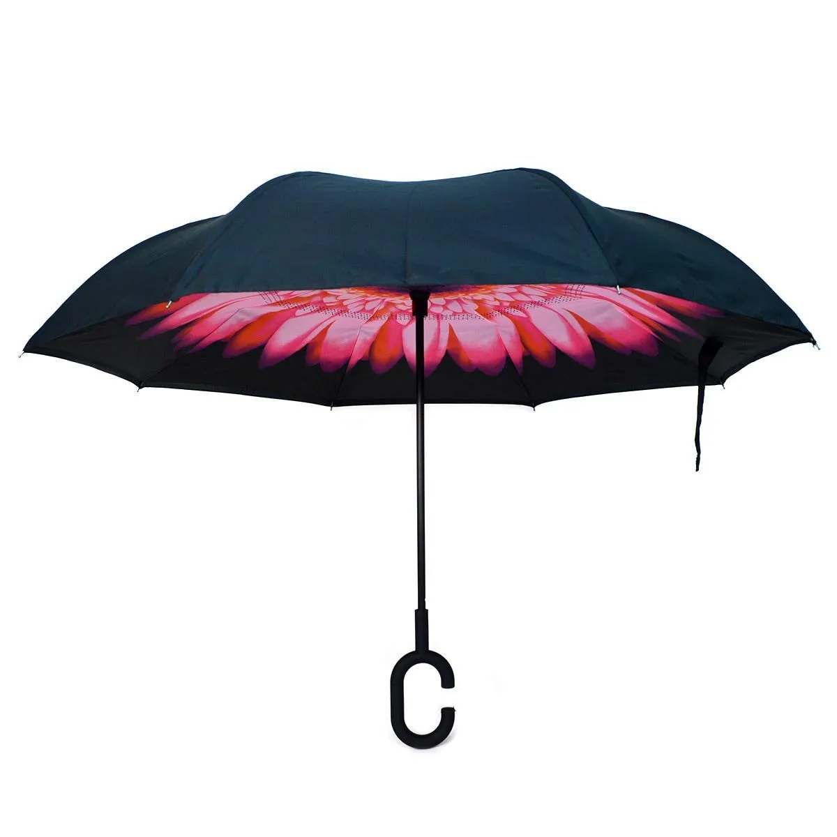 Parquet Double Layer Inverted Umbrellas C-Shaped Handle Reverse Folding Windproof Umbrella