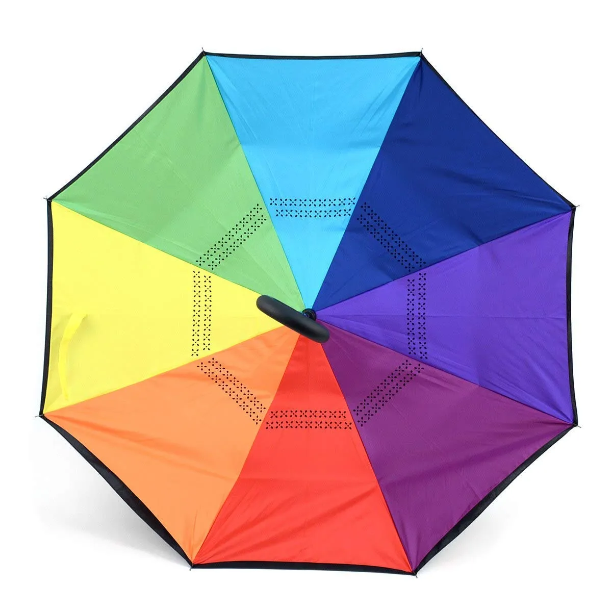 Parquet Double Layer Inverted Umbrellas C-Shaped Handle Reverse Folding Windproof Umbrella