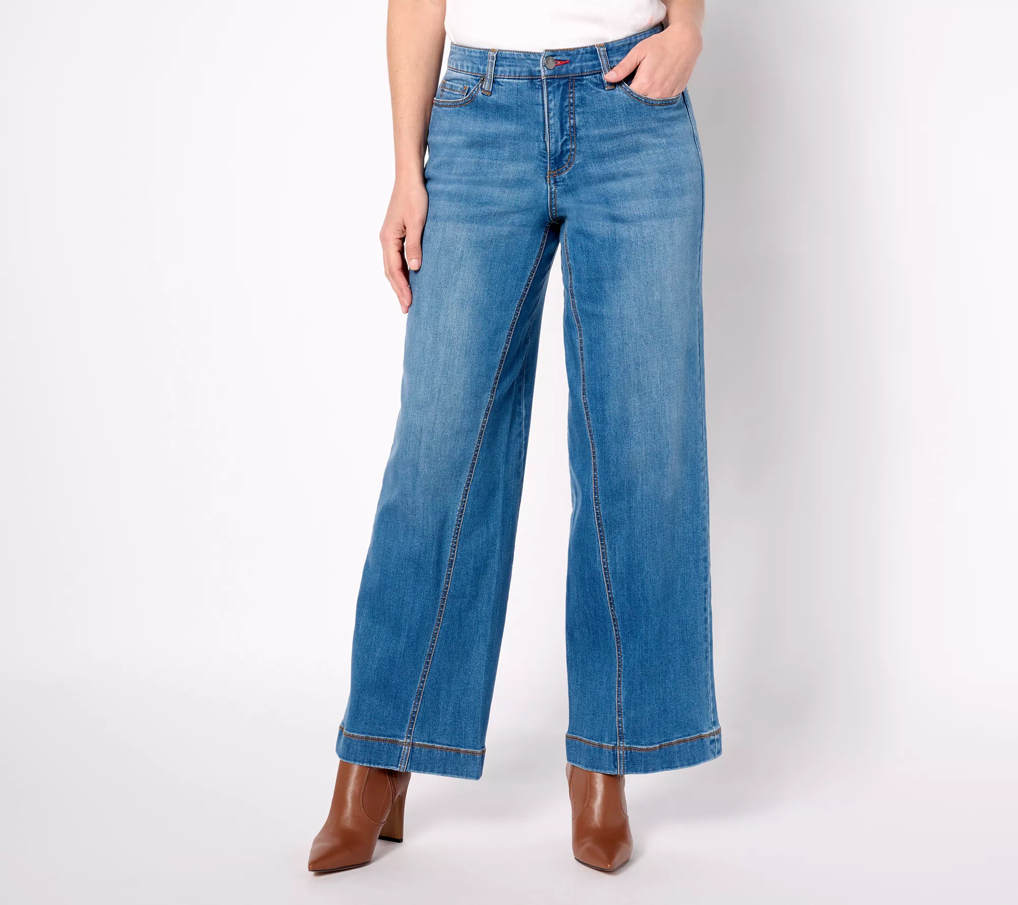 Peace Love World Regular Forward Seam Wide-Leg Denim Jeans