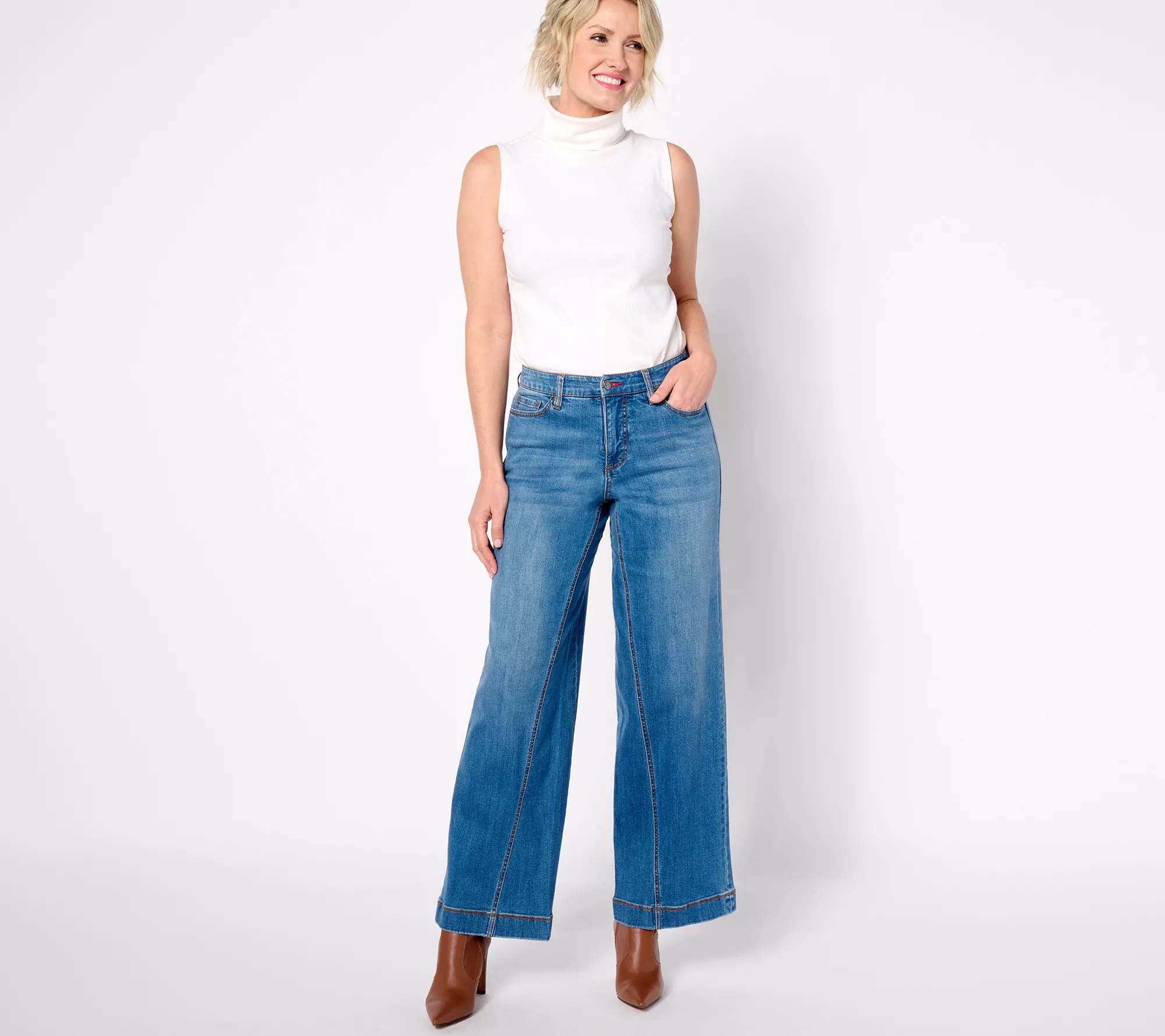 Peace Love World Regular Forward Seam Wide-Leg Denim Jeans