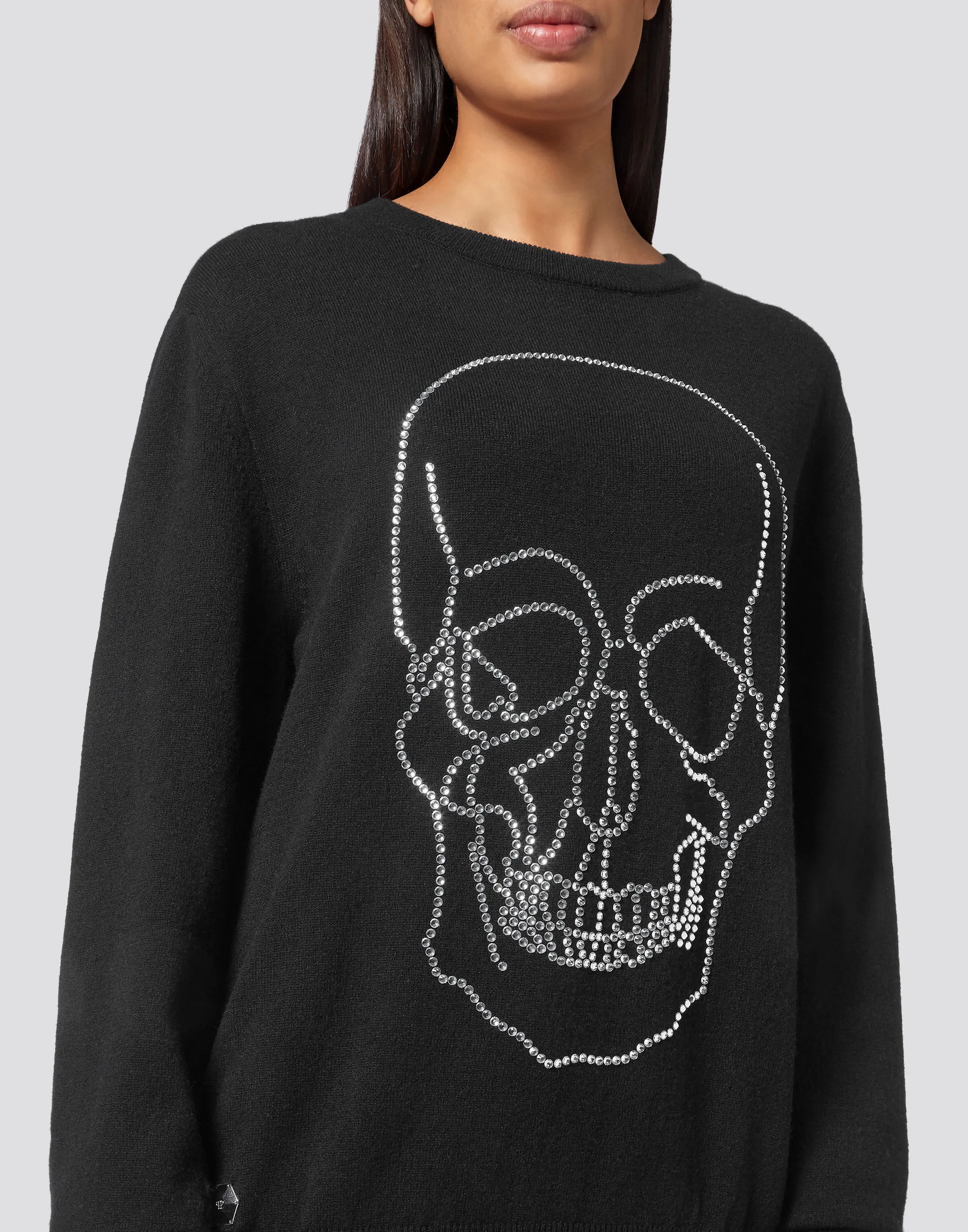 PHILIPP PLEIN Cashmere Pullover Round Neck LS with Crystals