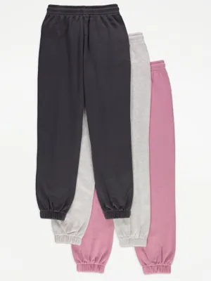 Plain Cuffed Joggers 3 Pack | Kids | George at ASDA