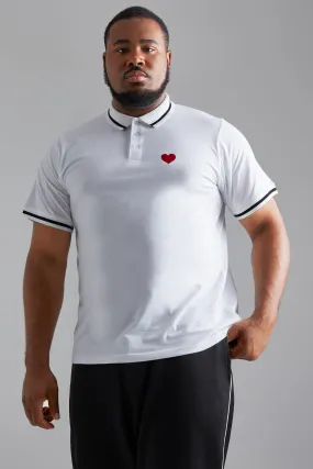 Plus Heart Embroidered Polo Shirt