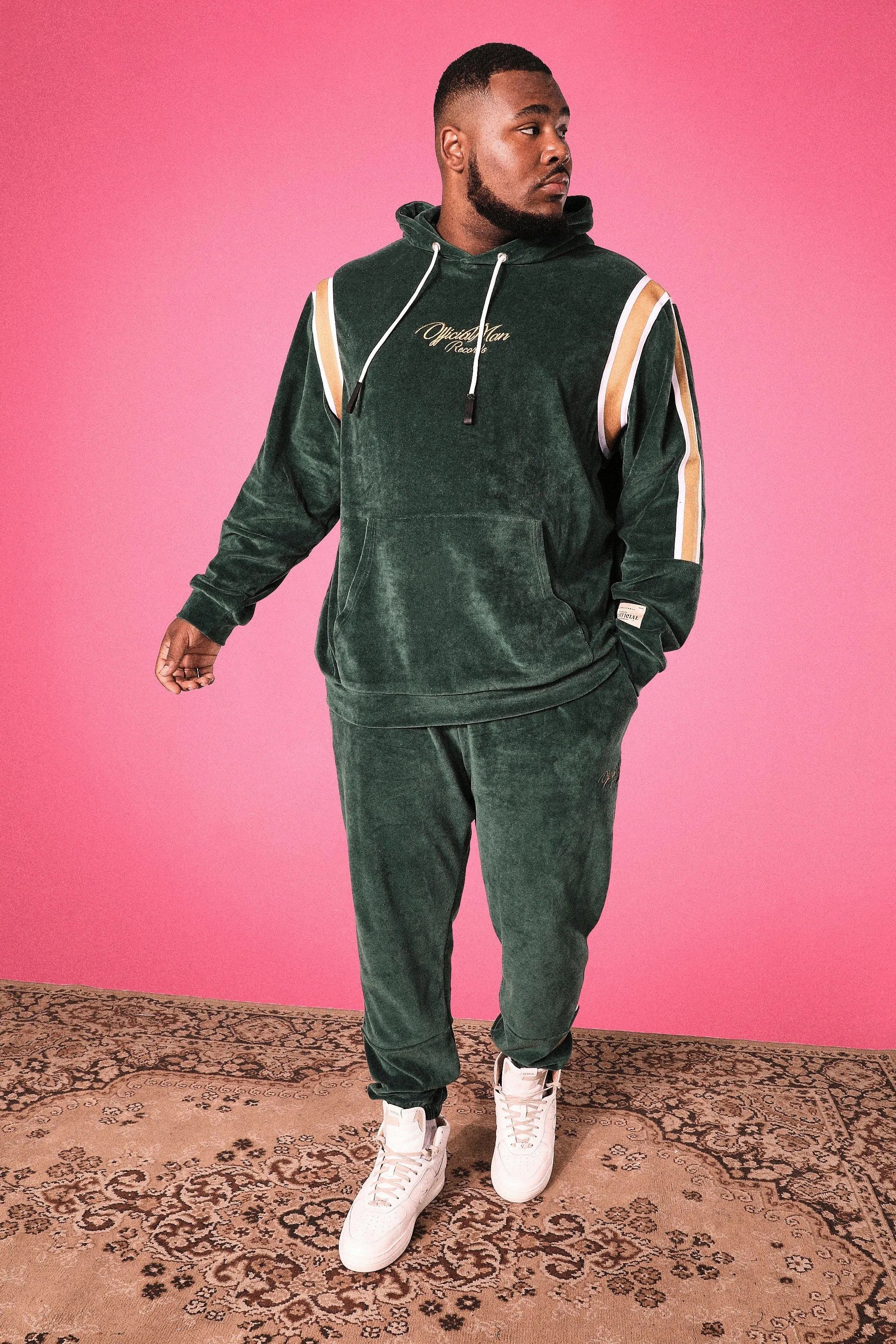 Plus Man Official Velour Oversized Tracksuit