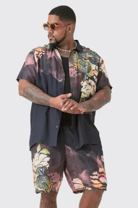 Plus Short Sleeve Snake Shirt & Short Set | boohooMAN UK