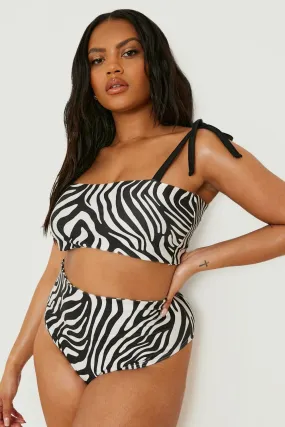 Plus Zebra High Waist Bikini