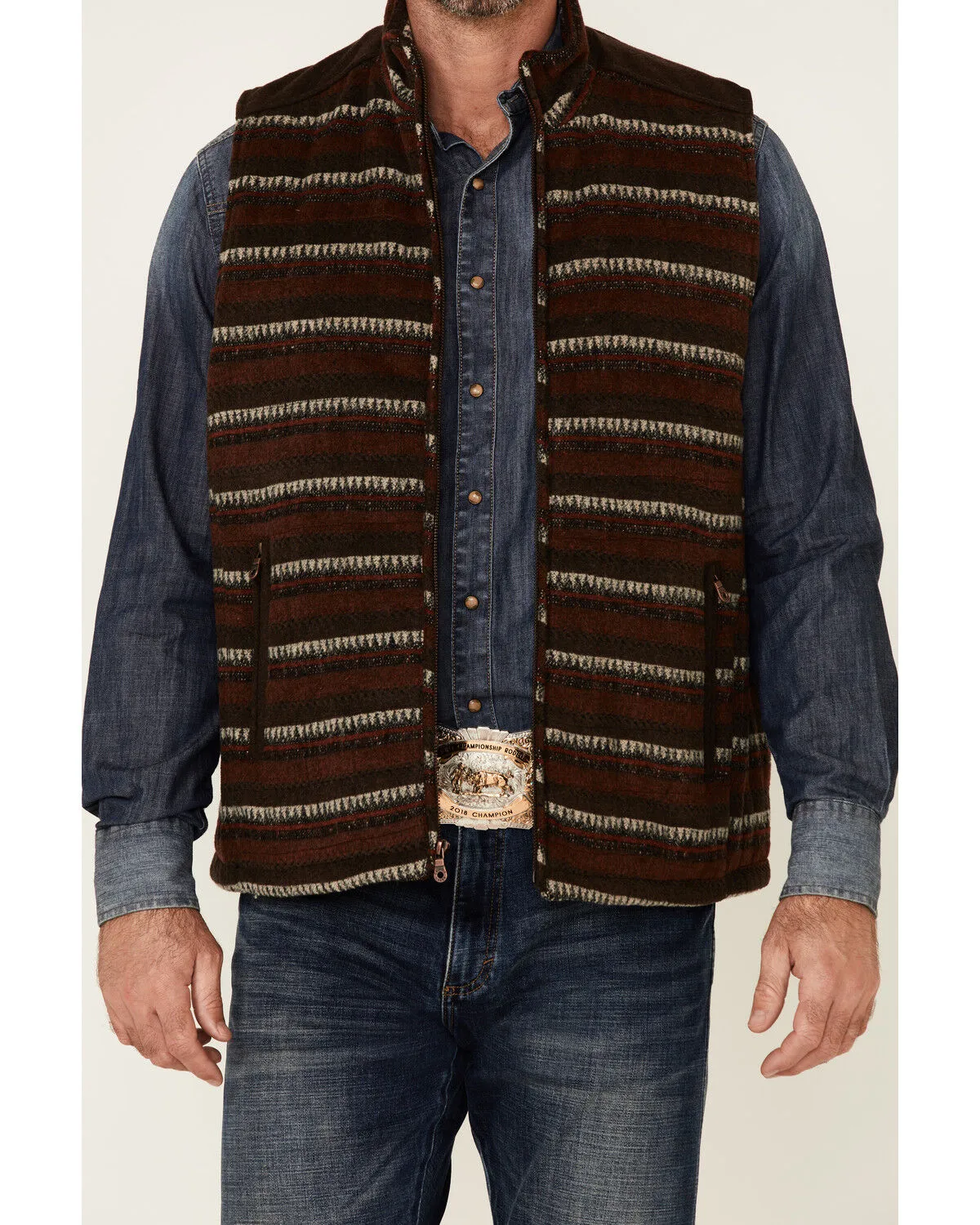 Product Name:  Cripple Creek Men's Navajo Print Zip-Front Blanket Vest