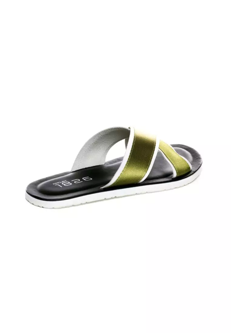 Projet1826 BEVIS CROSS STRAP LEATHER SLIPPER GREEN