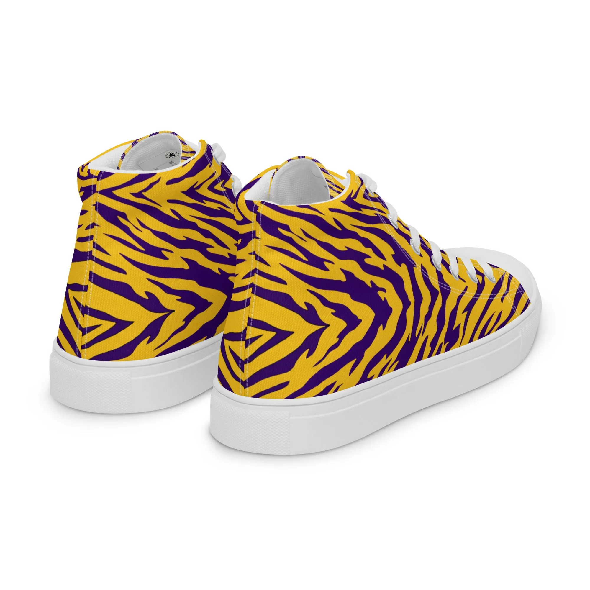 Purple and Gold Men’s High Top Canvas Shoes