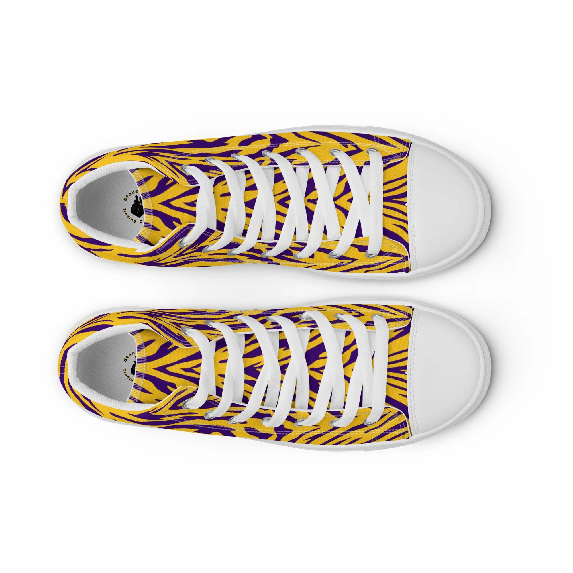 Purple and Gold Men’s High Top Canvas Shoes