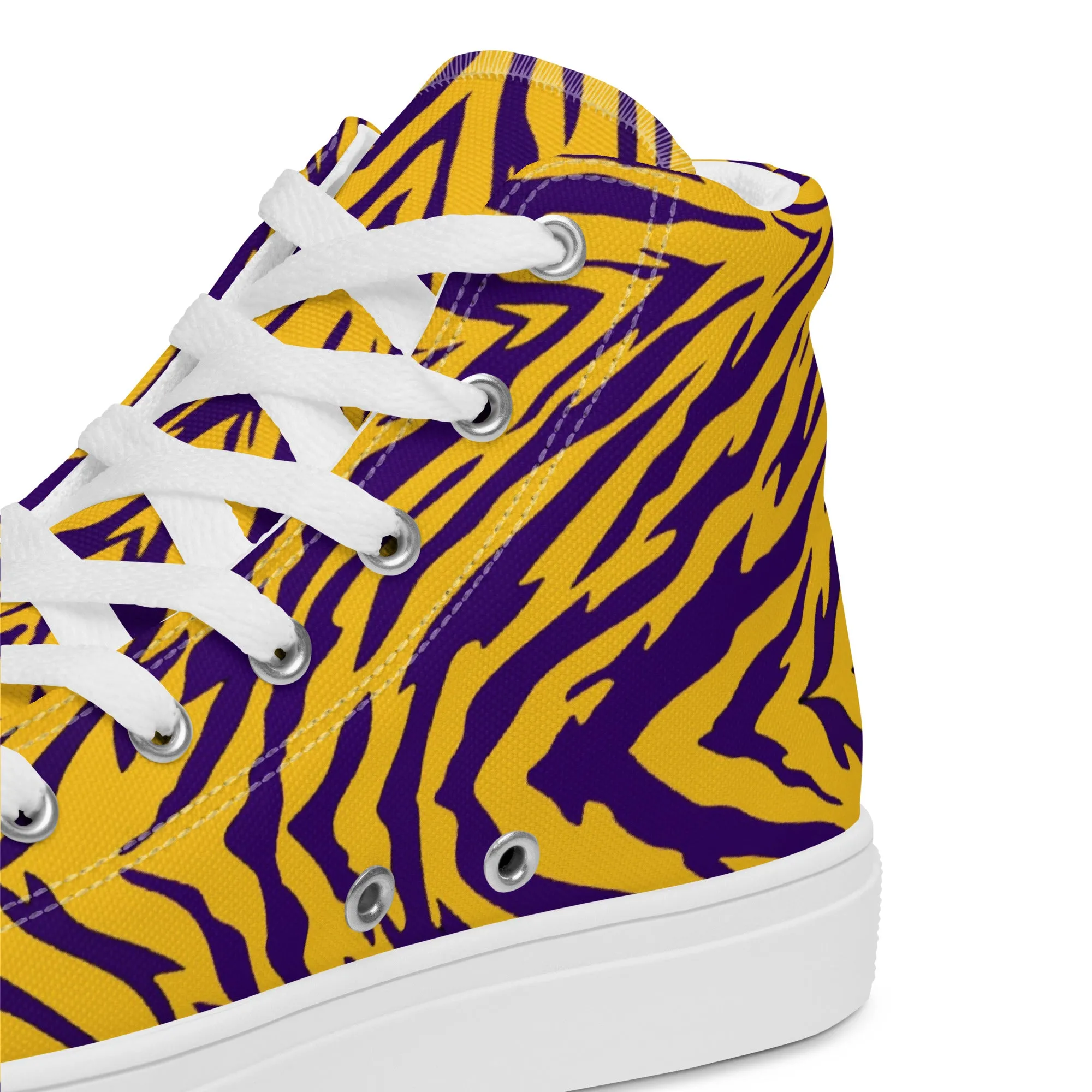 Purple and Gold Men’s High Top Canvas Shoes