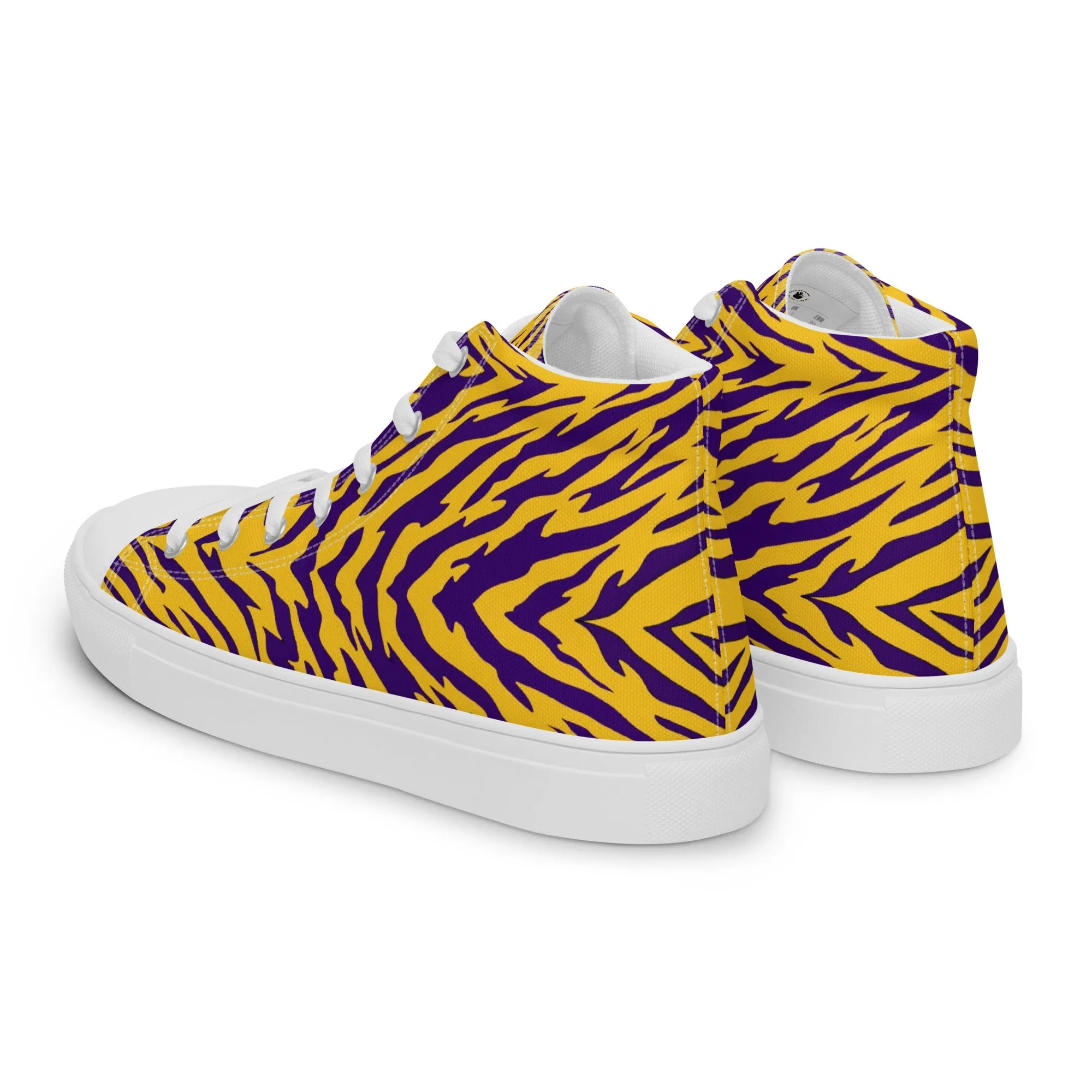 Purple and Gold Men’s High Top Canvas Shoes