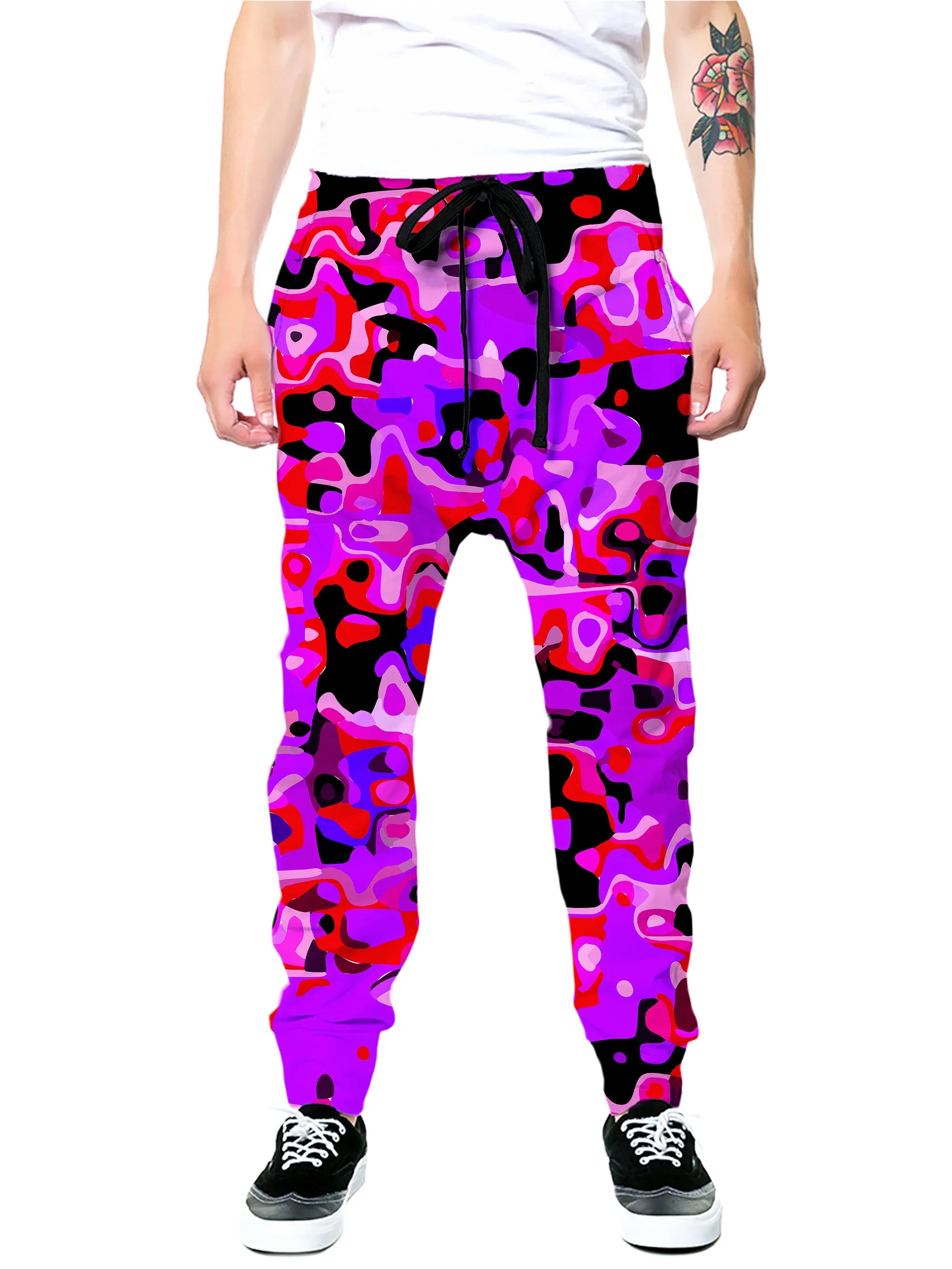 Purple Red and Black Rave Camo Melt Hoodie and Joggers Combo