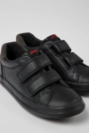 Pursuit Black leather and nubuck sneakers for kids