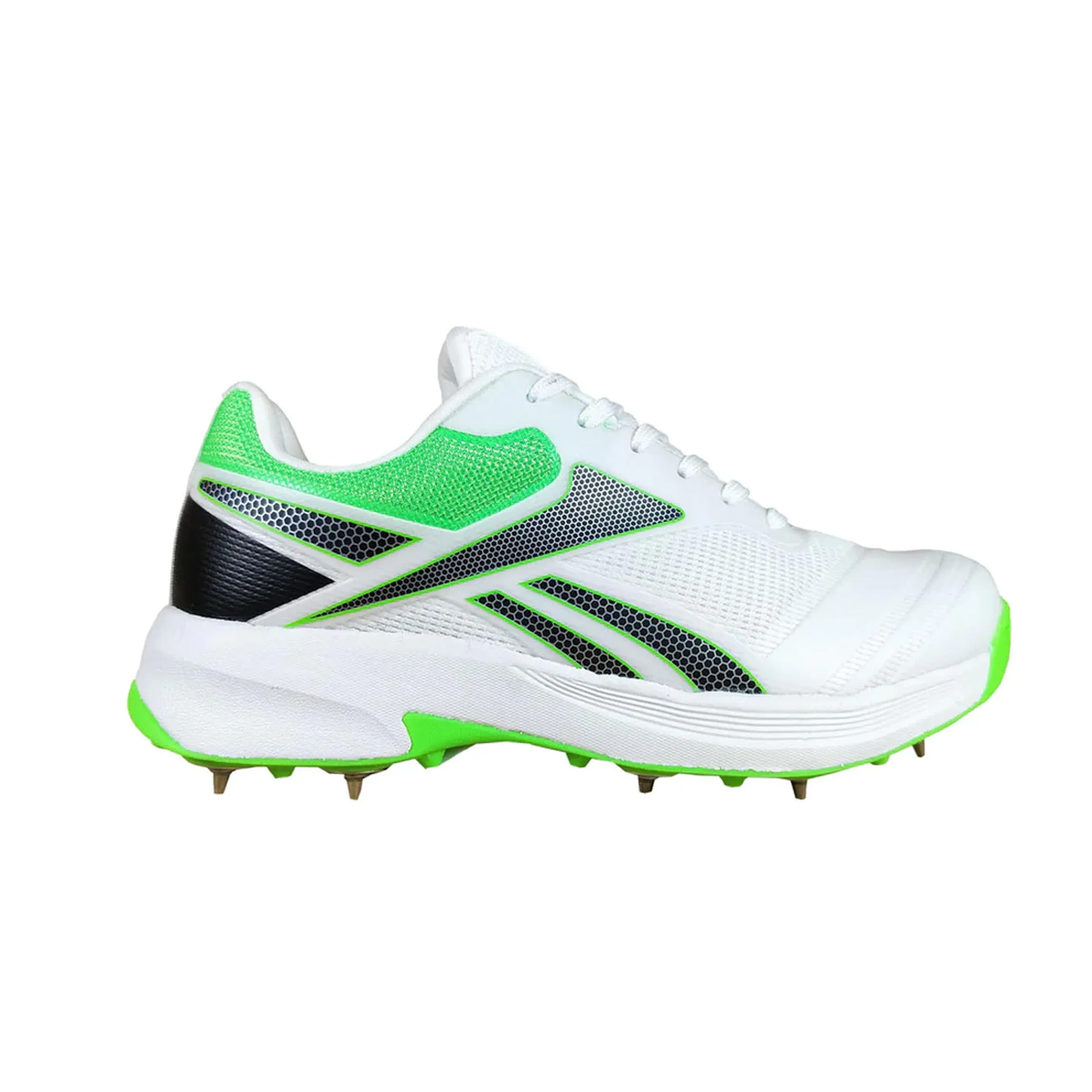 Reebok All Round Kaiser Cricket Spike Shoes (White/Black/Lime-R)  DOD