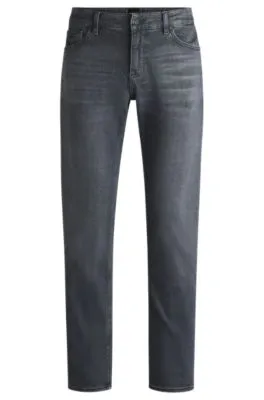 Regular-fit jeans in gray Italian soft-touch denim