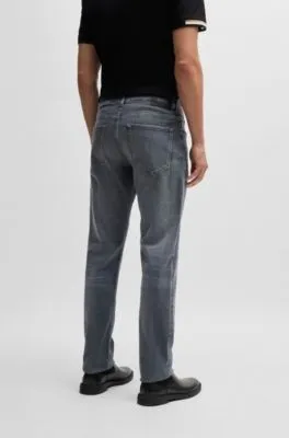 Regular-fit jeans in gray Italian soft-touch denim