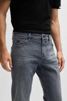 Regular-fit jeans in gray Italian soft-touch denim