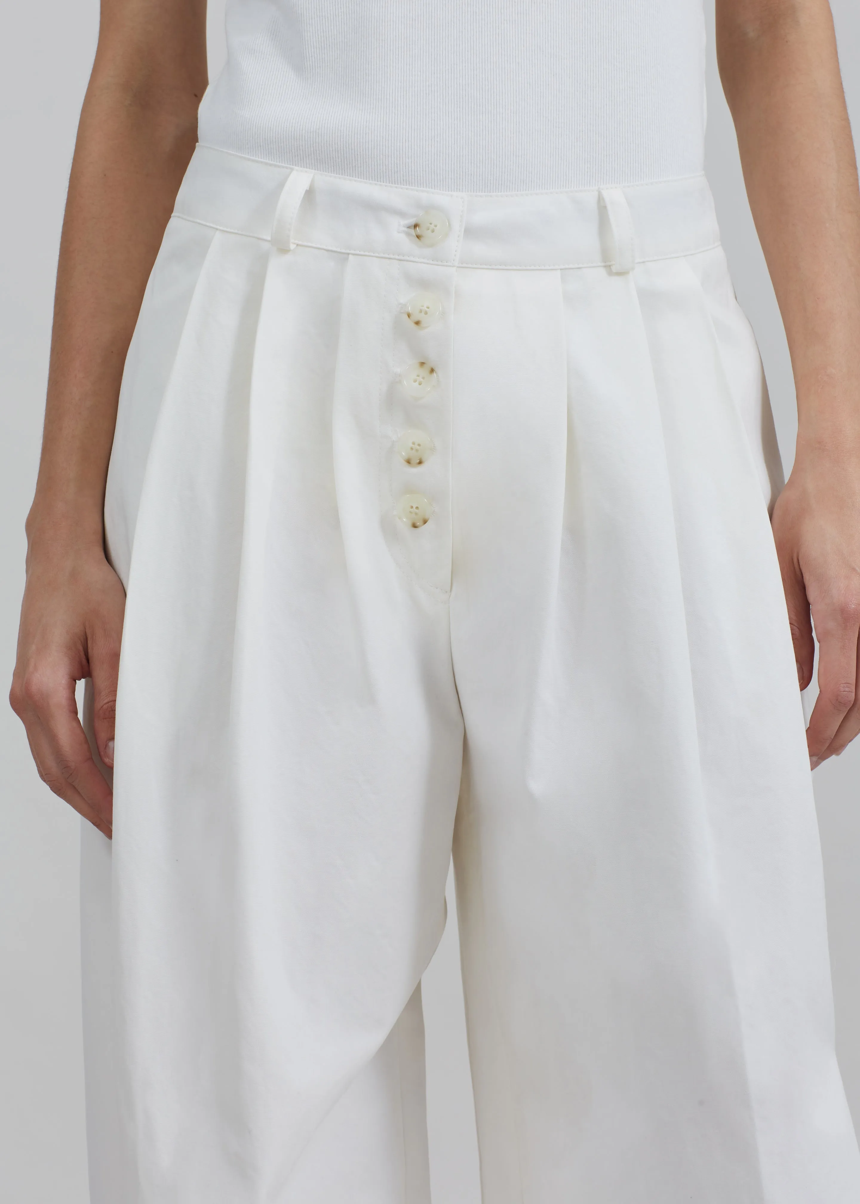 Rhys Pleated Trousers - White