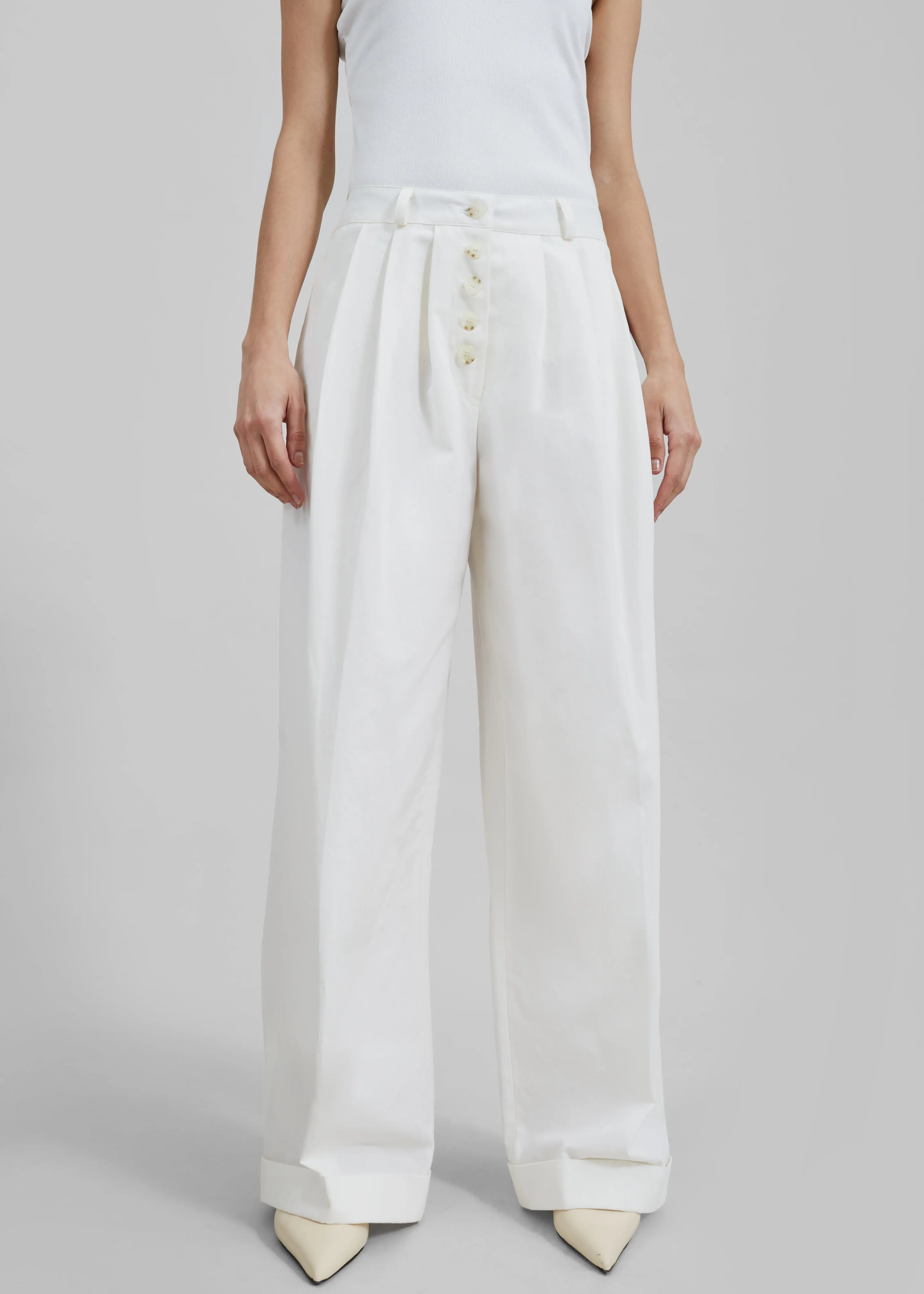 Rhys Pleated Trousers - White