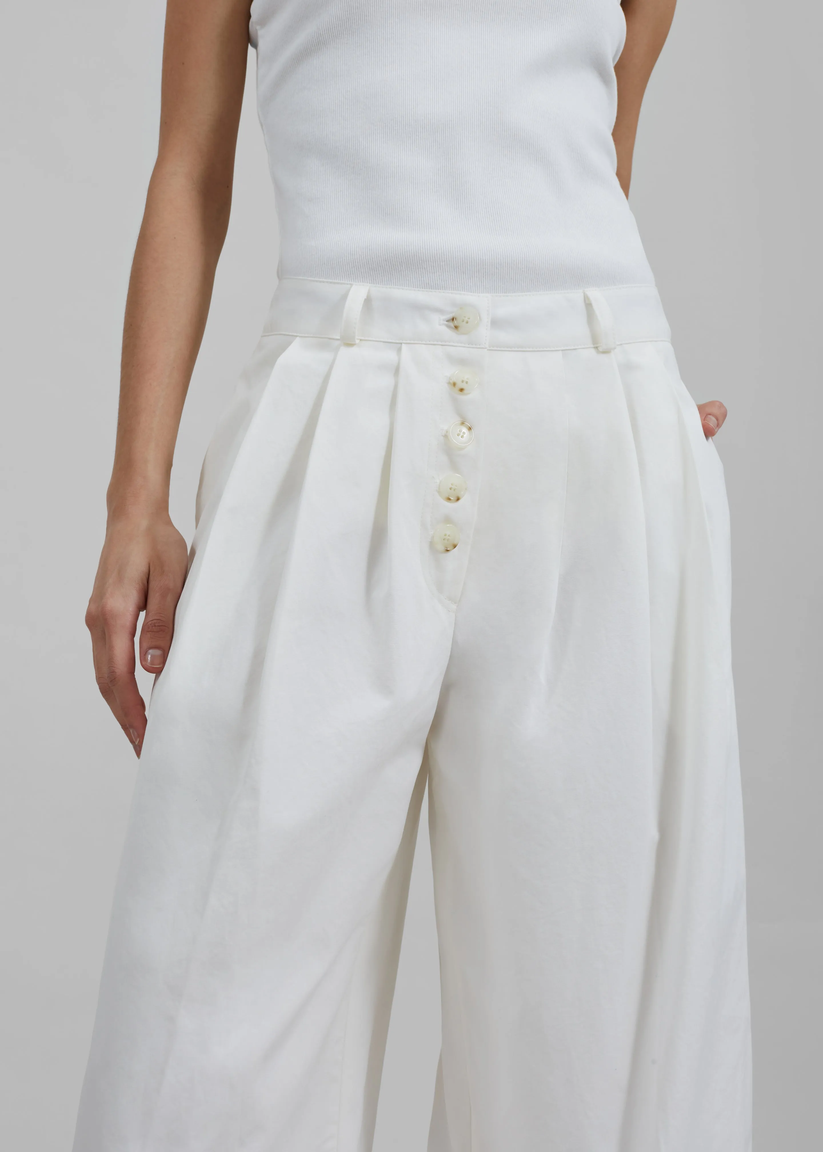 Rhys Pleated Trousers - White