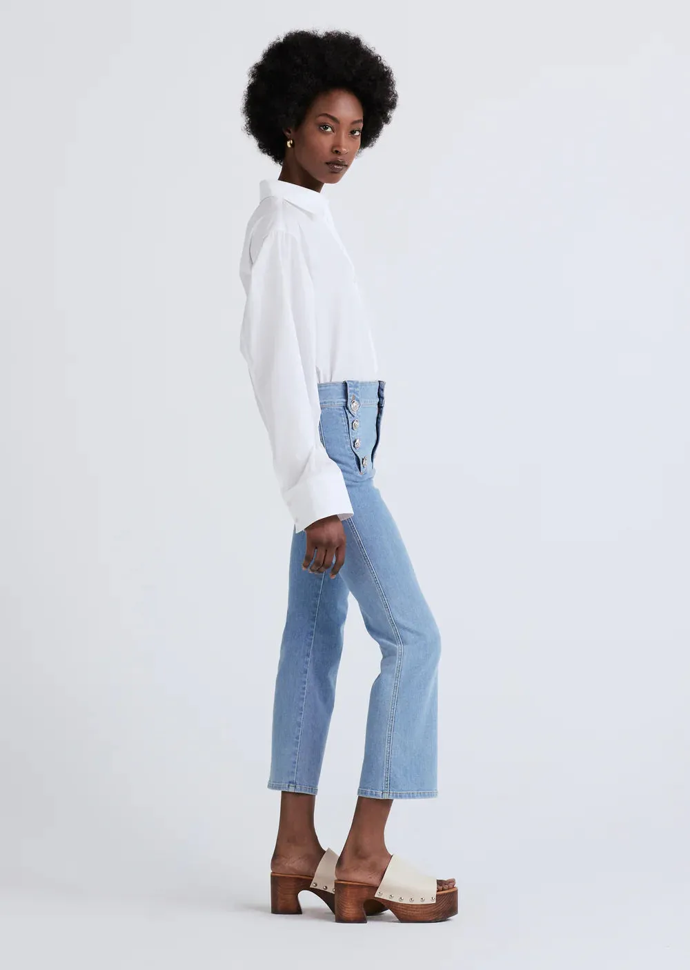 Robertson Crop Flare Trousers - Dover Light Denim