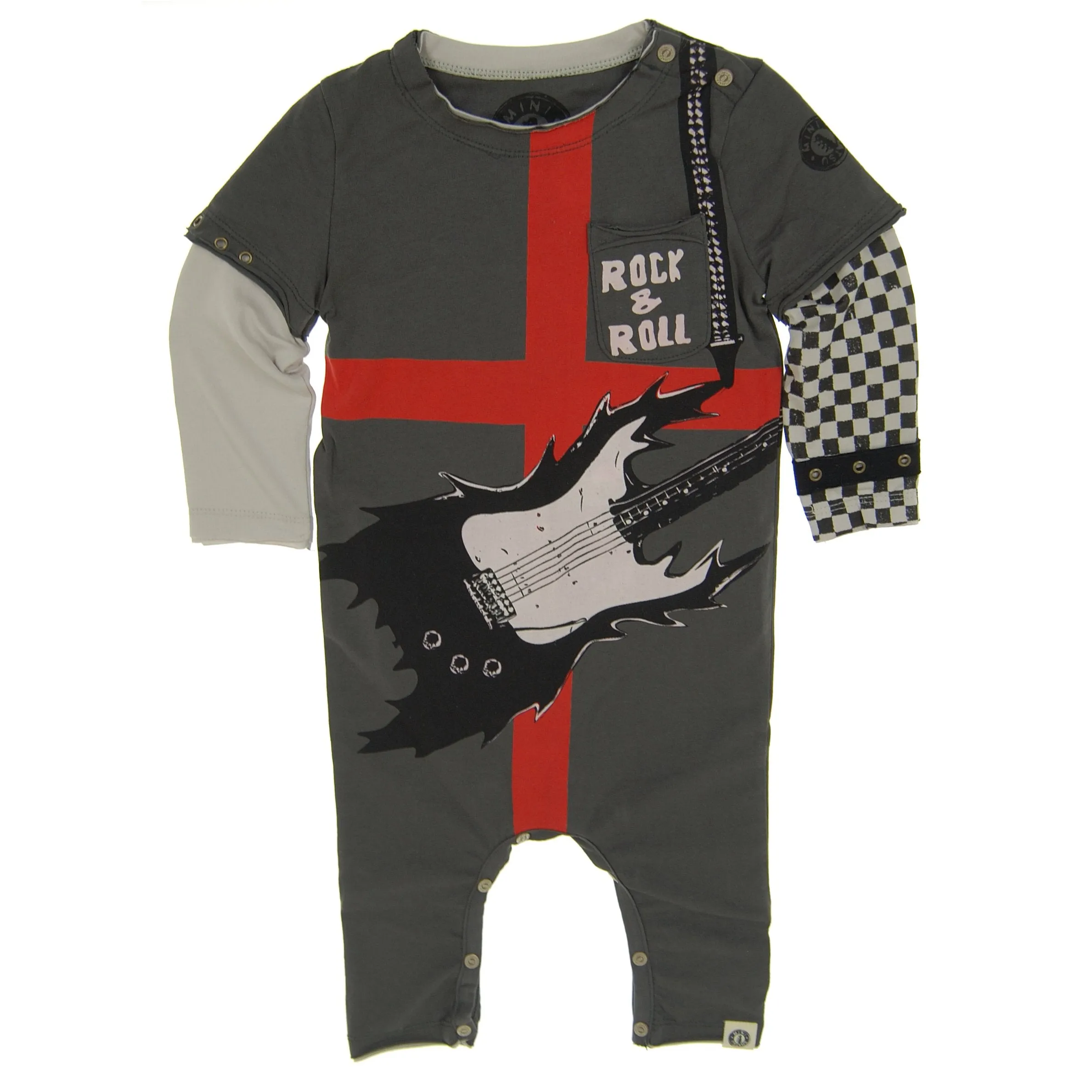 Rock And Roll Electric Guitar Baby Romper by: Mini Shatsu