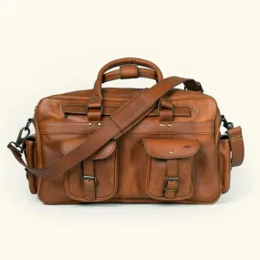 Roosevelt Buffalo Leather Pilot Bag - Large | Amber Brown