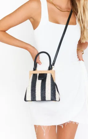 Saskia Stripe Bag ~ Black/Natural