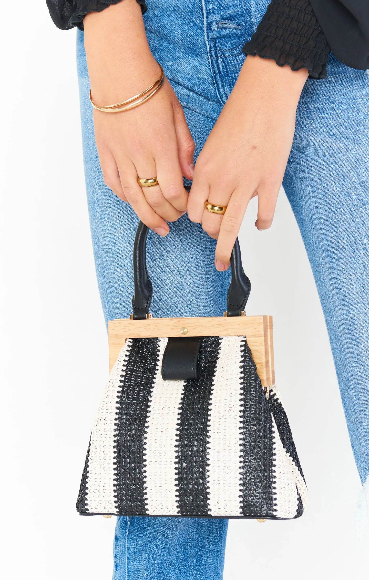 Saskia Stripe Bag ~ Black/Natural