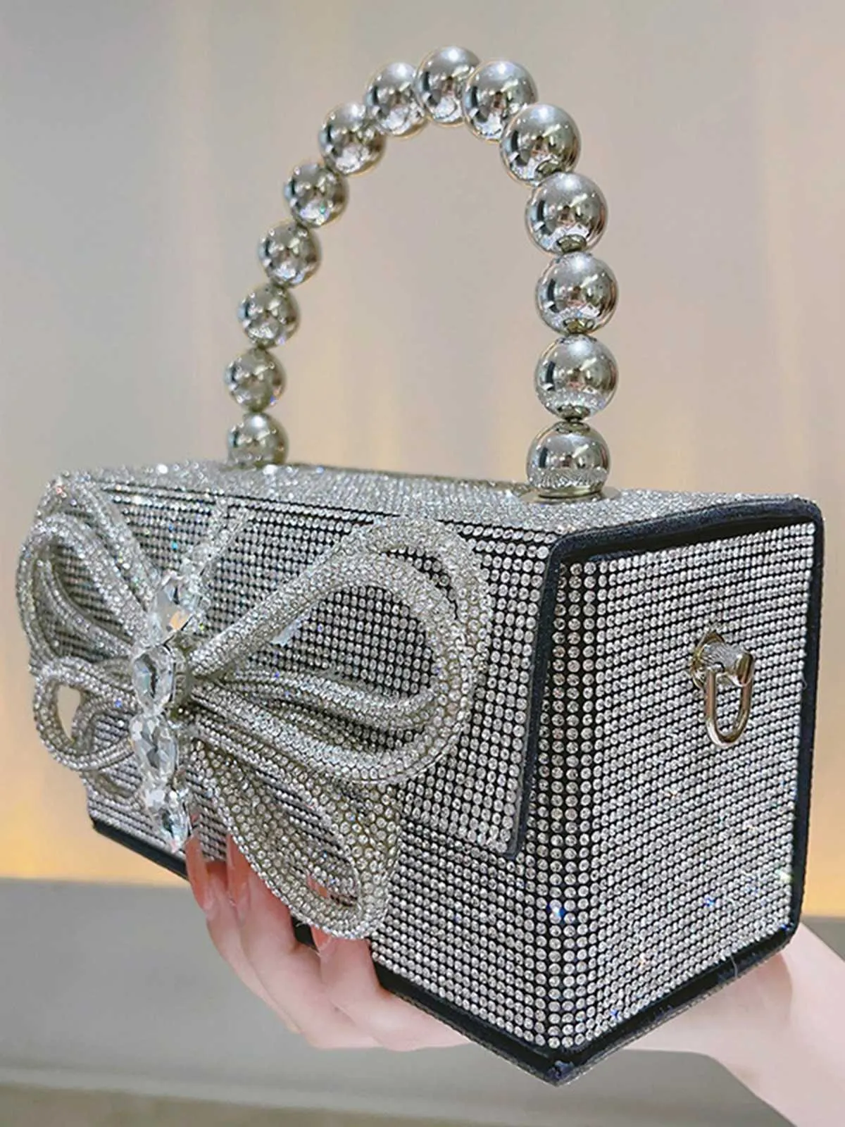 Shiny Bow Rhinestone Party Bag