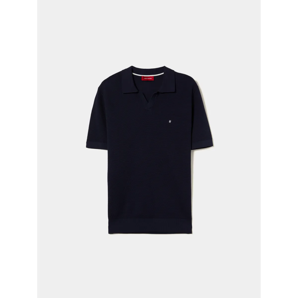 Short-sleeved polo in structured mesh