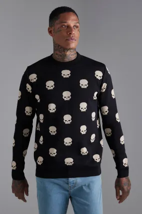 Skeleton Smart Poly Knitted Jumper | boohooMAN UK