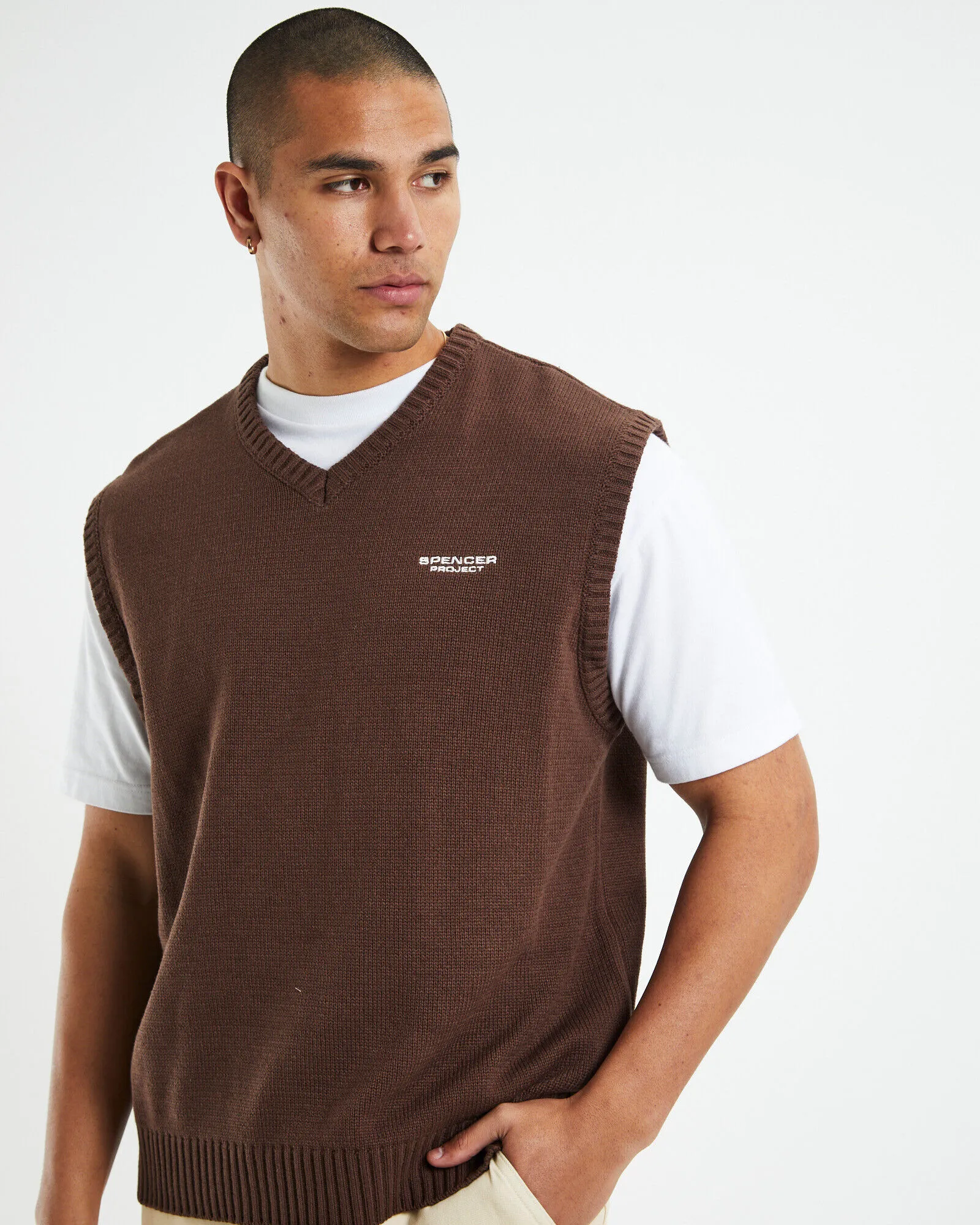 Spencer Project Knit Vest Umber Brown