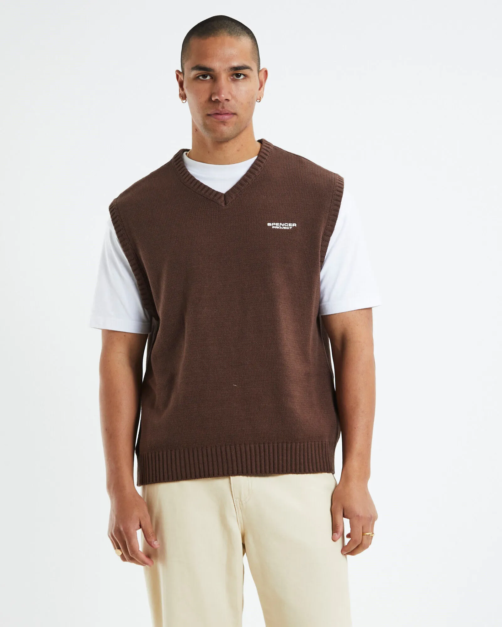 Spencer Project Knit Vest Umber Brown