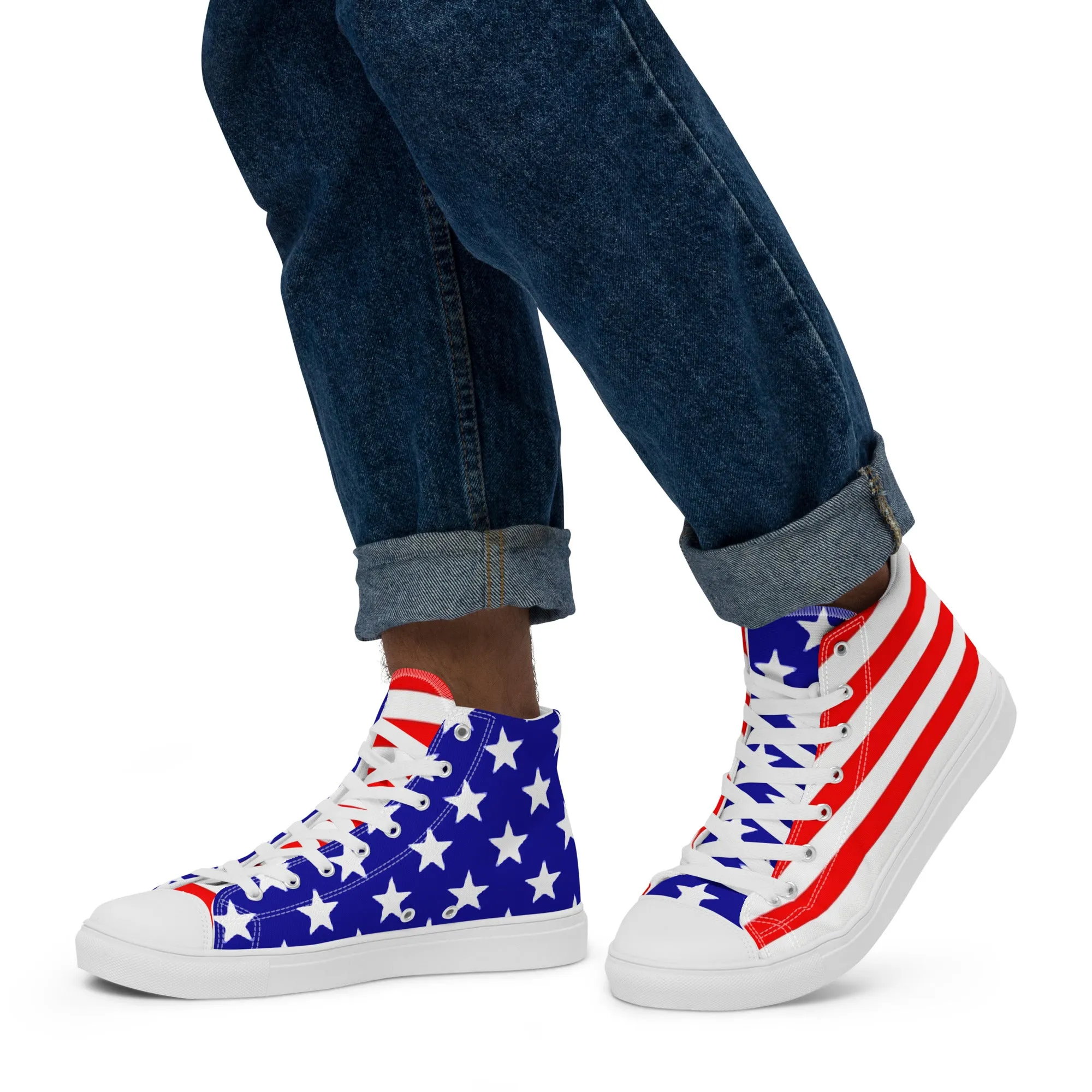 Stars and Stripes Men’s High Top Canvas Shoes