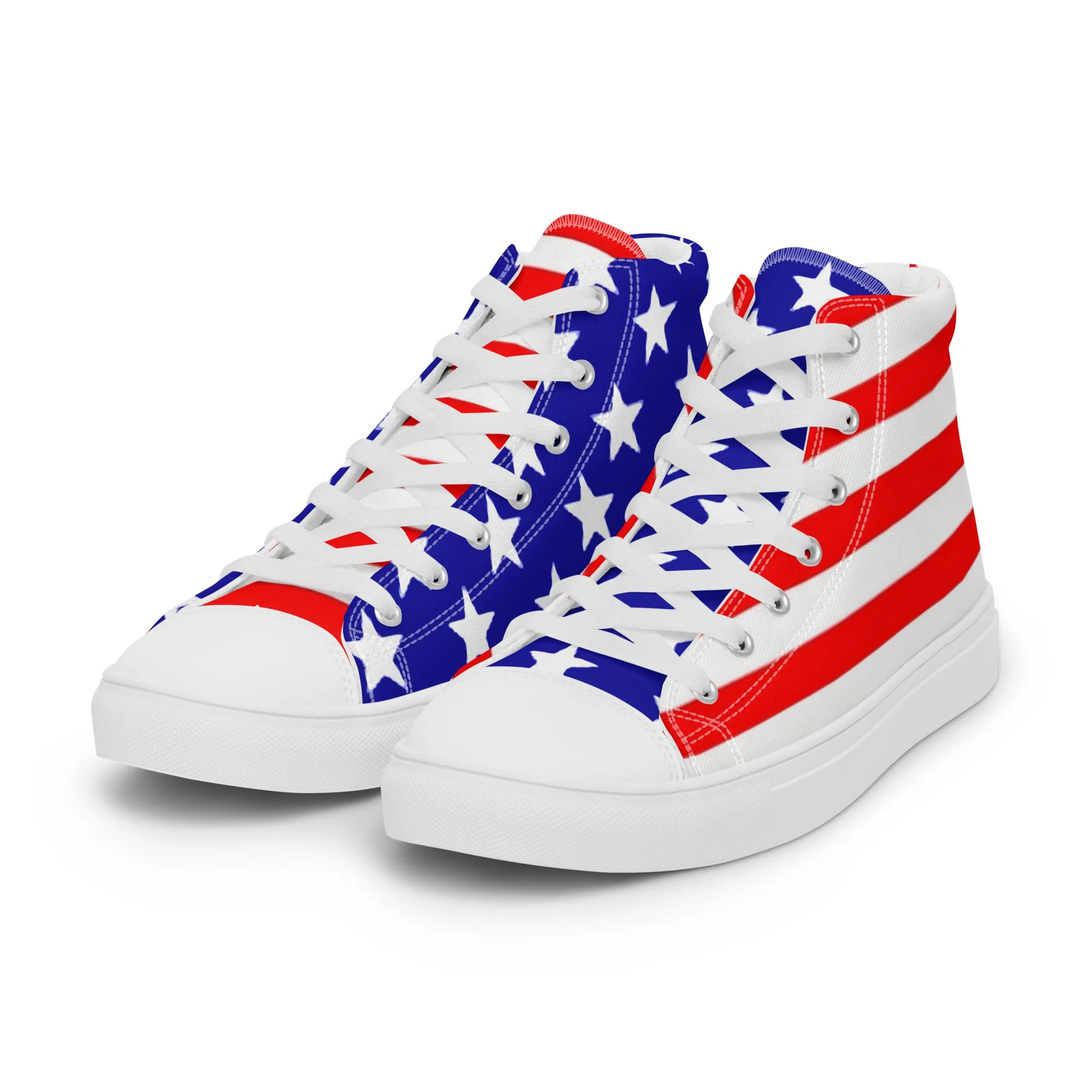 Stars and Stripes Men’s High Top Canvas Shoes