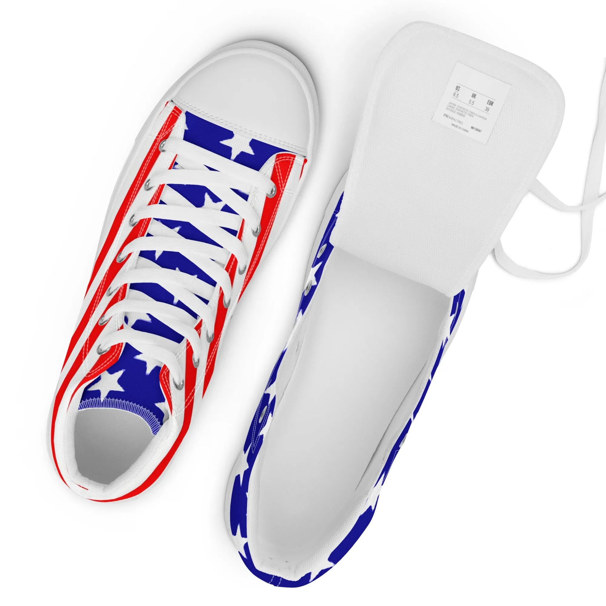 Stars and Stripes Men’s High Top Canvas Shoes