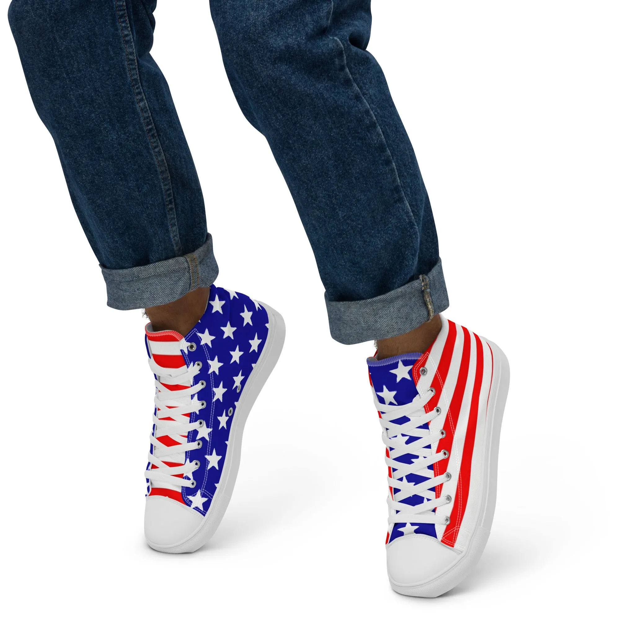 Stars and Stripes Men’s High Top Canvas Shoes