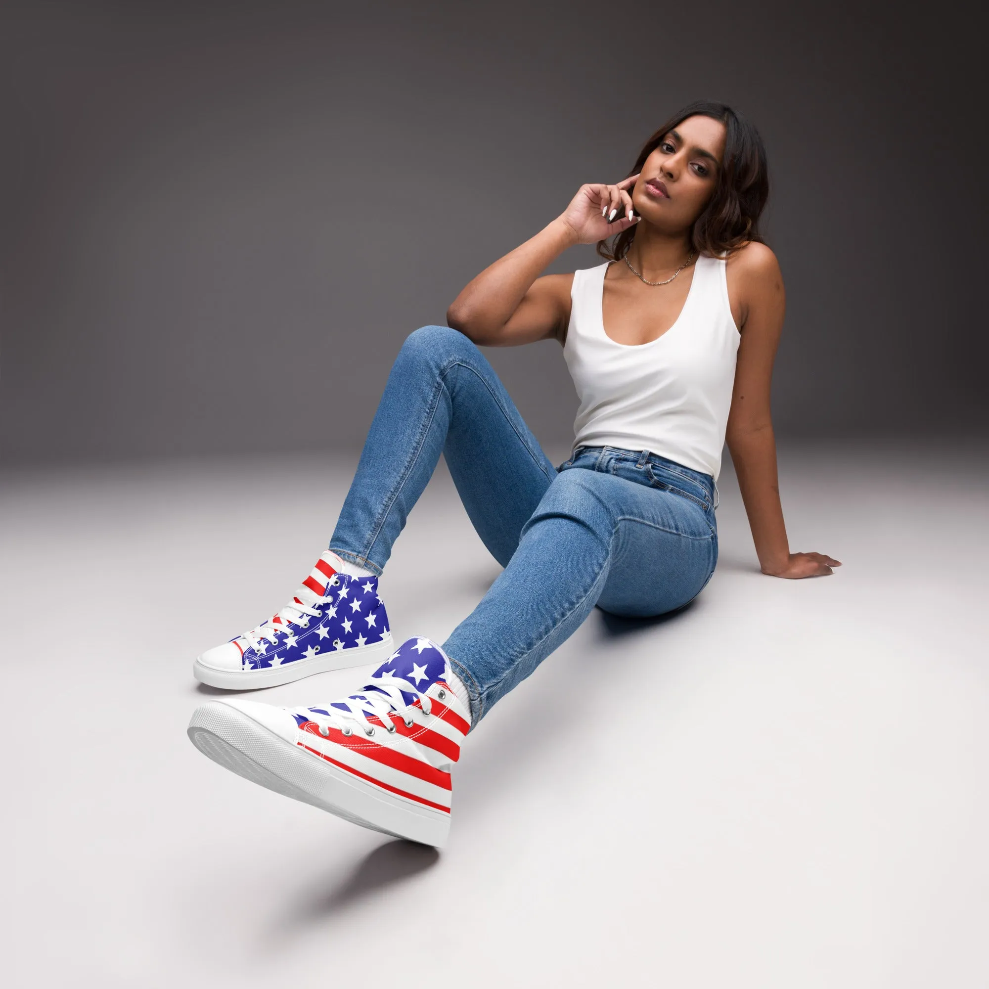 Stars and Stripes Women’s High Top Canvas Shoes