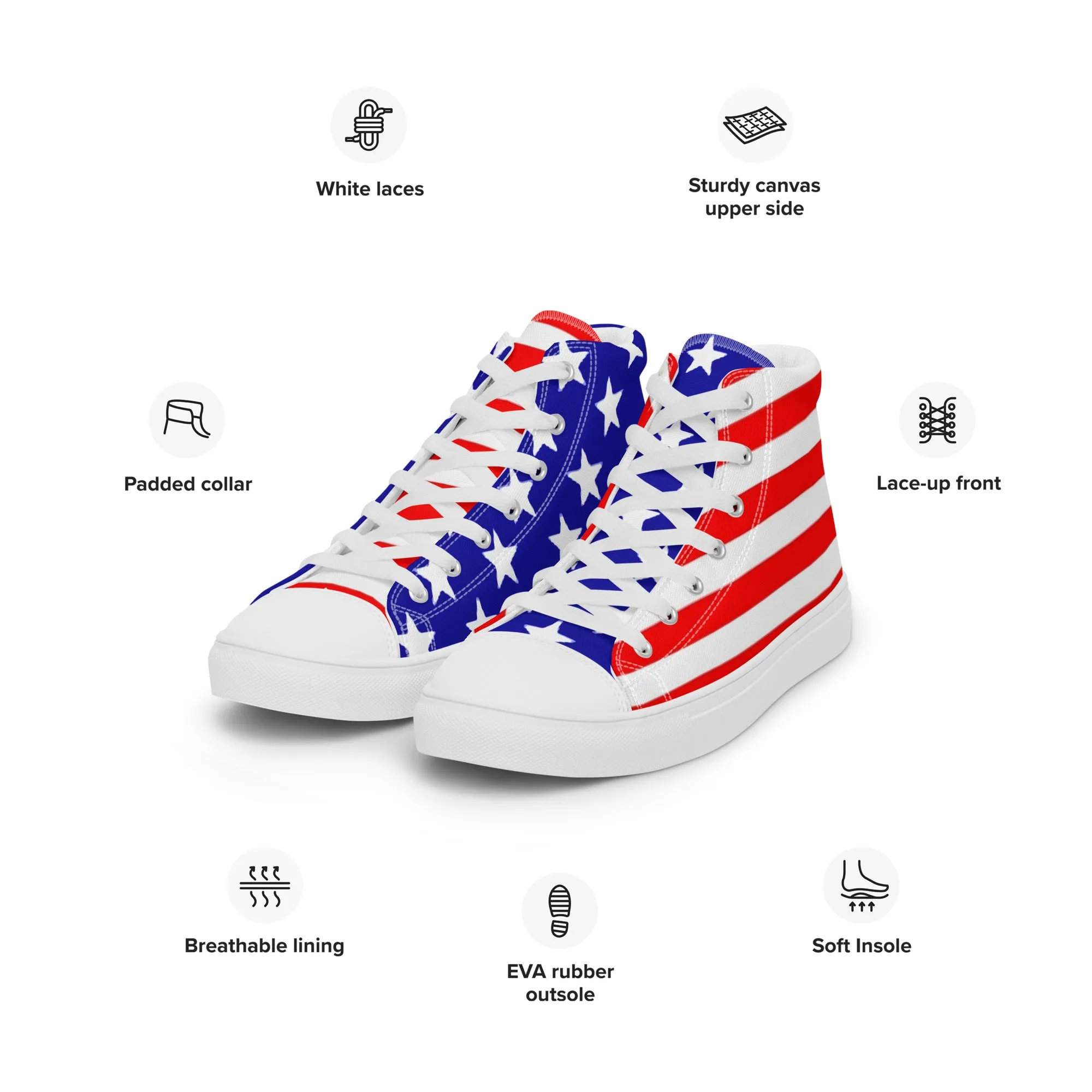 Stars and Stripes Women’s High Top Canvas Shoes